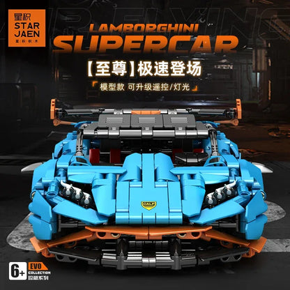 Racing Car Building Blocks Set Blue Sports Car Model Vehicle Bricks Boys Christmas Gift Kids Assembly Toy