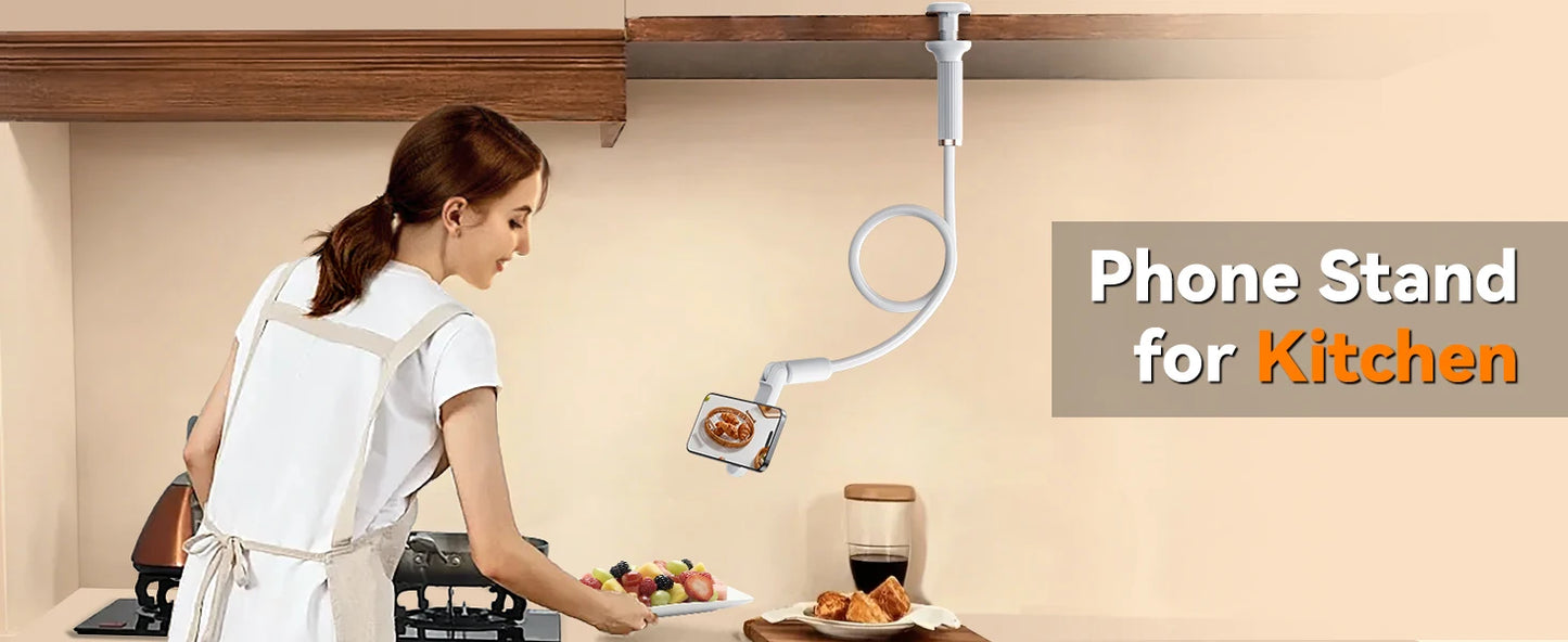 Oatsbasf Gooseneck Tablet Stand Holder Phone Stand Holder with Adjustable Flexible Long Arm for Bed Lazy Bracket 4.7-13" Device