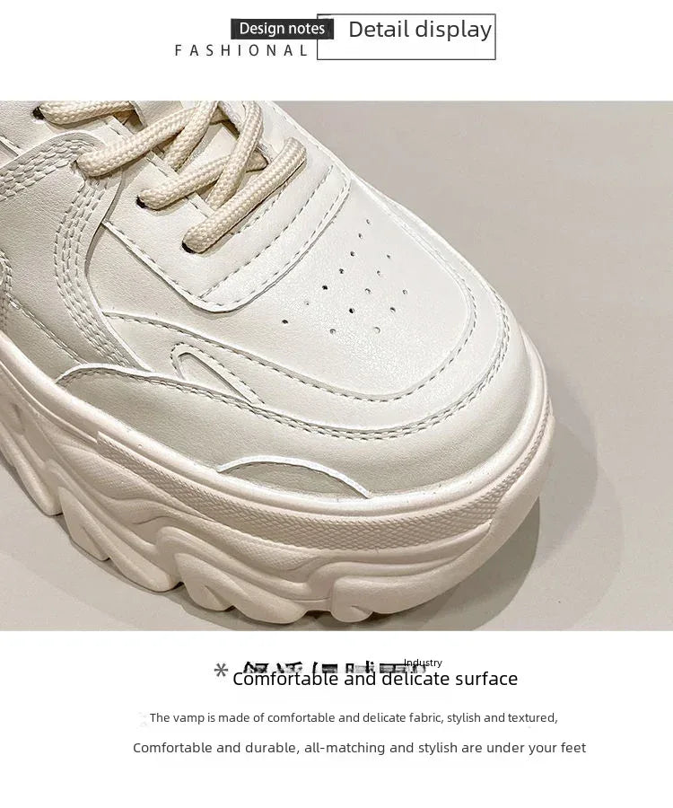 Trendy 2025 New Spring Summer Women's Shoes High Heel Increased Thick Bottom Flats White Casual Shoes Loafers