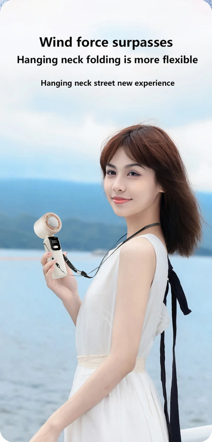 Midea Ice Compress Handheld Fan Portable Outdoor Usb Digital Display Folding Refrigeration High Speed Violent Turbine Small Fan