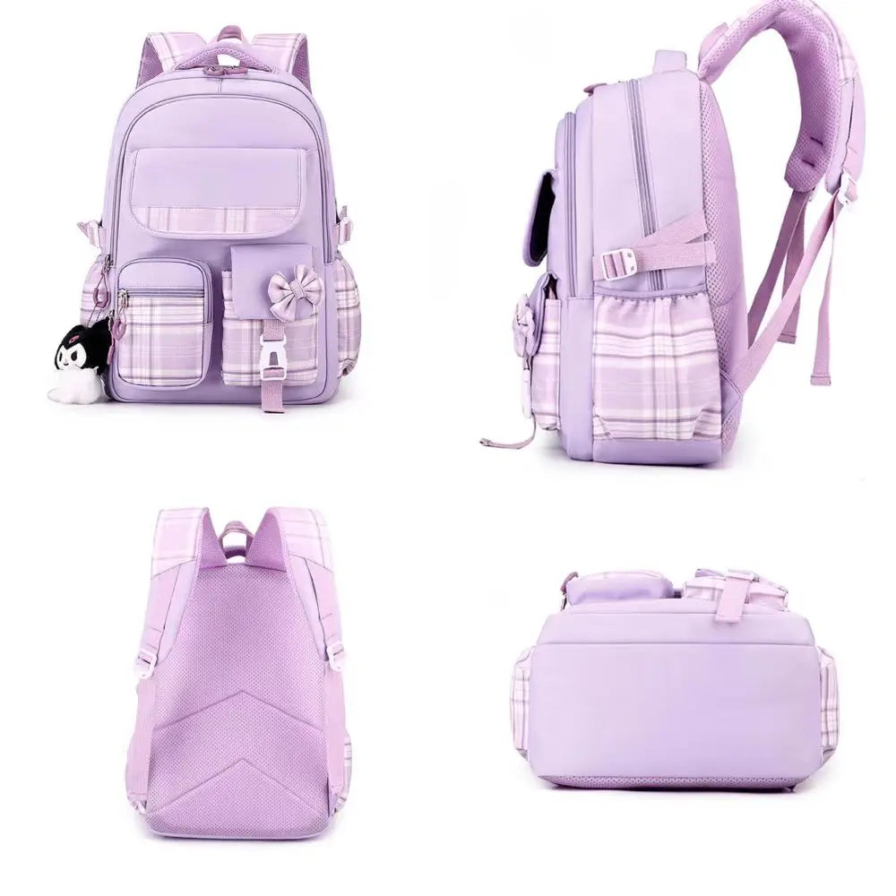 2025 New Student Backpack, Cartoon Cute Girl Backpack, Multi Pocket Lightweight Load Reduction Backpack