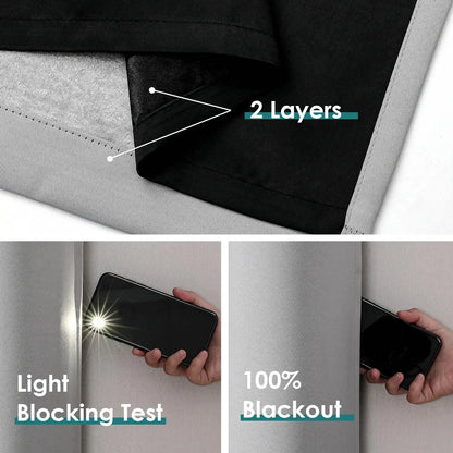 Blackout Thermal Curtains for Bedroom Drop Eyelet Curtains for Living Room Weave Textured Light Blocking Window Curtain Drapes