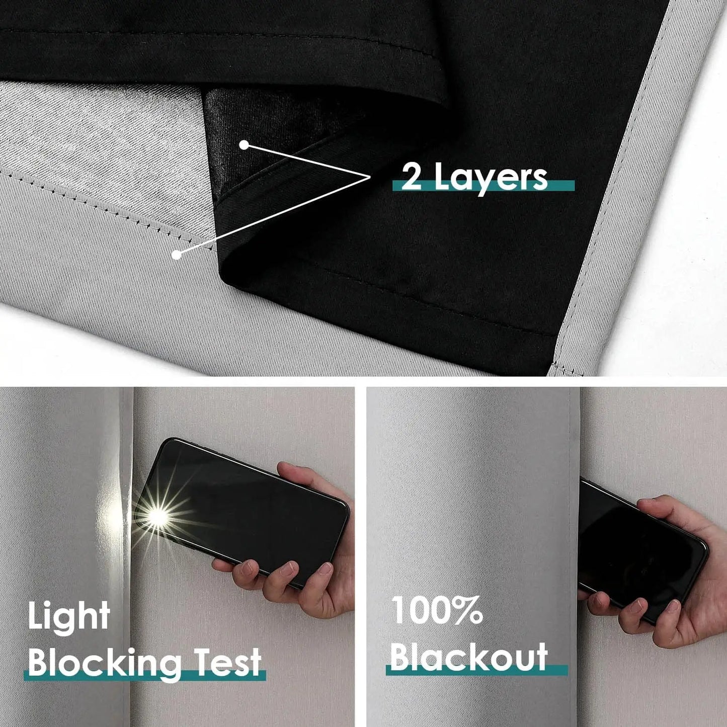 Solid 100% Blackout Curtain for Living Room Grommets Top Thermal Insulated Light Blocking Curtain Drapes for Home Patio Privacy