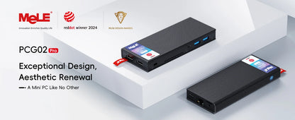 MeLE Fanless Mini PC Stick N100 8GB 128GB 256GB , Mini Computer Dual HDMI, WiFi5 Gigabit Ethernet, USB Type-C PD3.0 PCG02 Pro