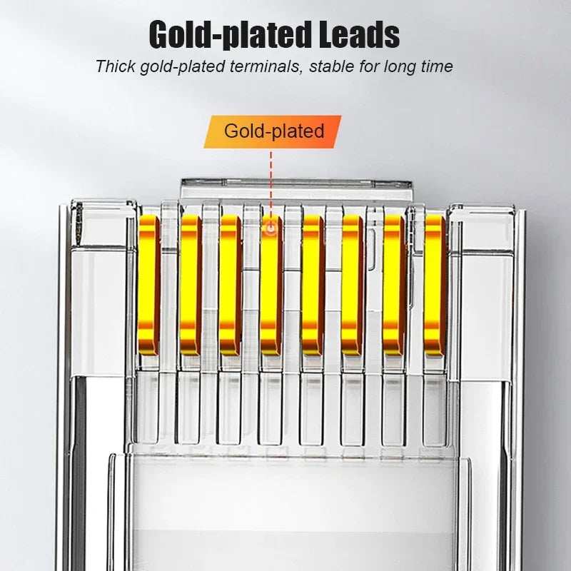 SAMZHE Cat5e RJ45 Modular Plug 8P8C Connector for Ethernet Cable,Gold Plated CAT 5e Gigabit Bulk Ethernet Crimp Connectors
