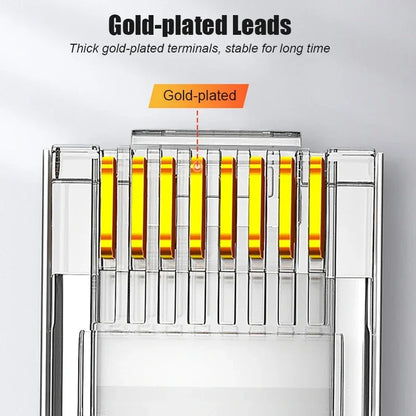 SAMZHE Cat5e RJ45 Modular Plug 8P8C Connector for Ethernet Cable,Gold Plated CAT 5e Gigabit Bulk Ethernet Crimp Connectors