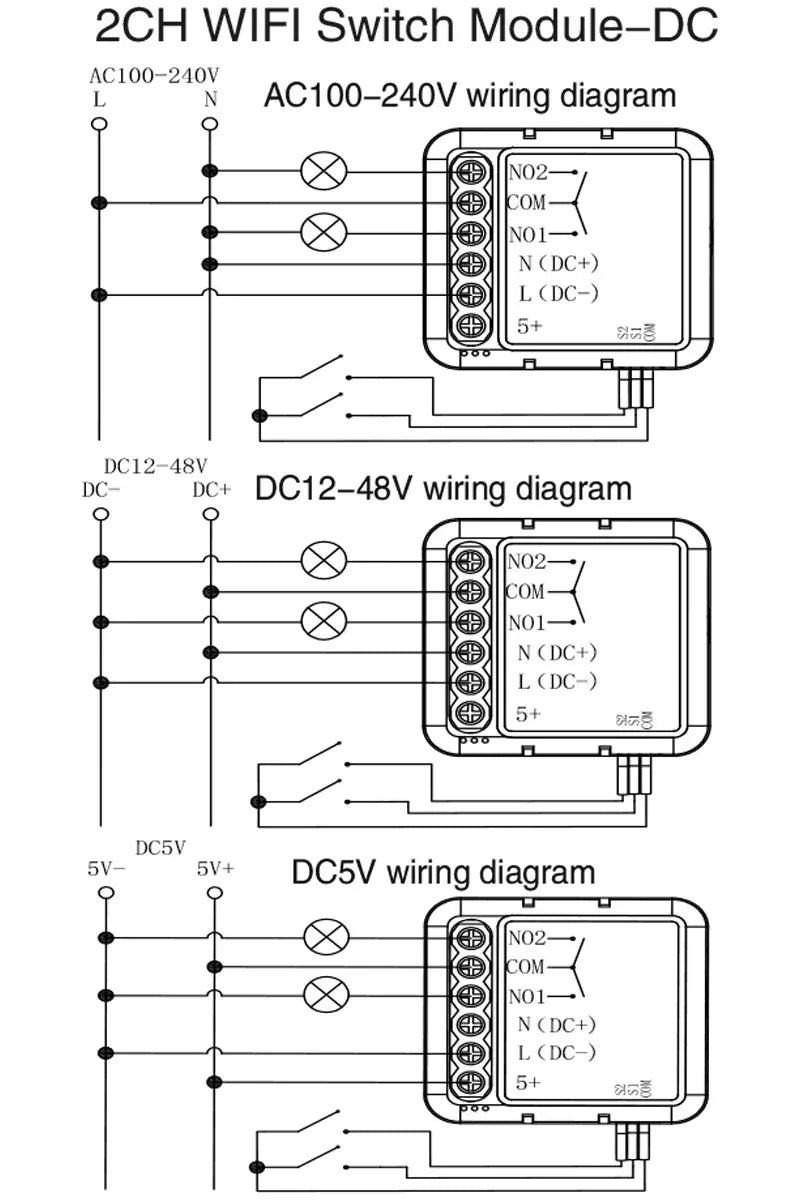 Tuya Smart Dry Contact Switch Module DC5V/12-48V AC110-240V DIY Breaker Relay Compatible with Alexa Google Home