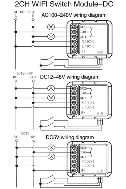 Tuya Smart Dry Contact Switch Module DC5V/12-48V AC110-240V DIY Breaker Relay Compatible with Alexa Google Home