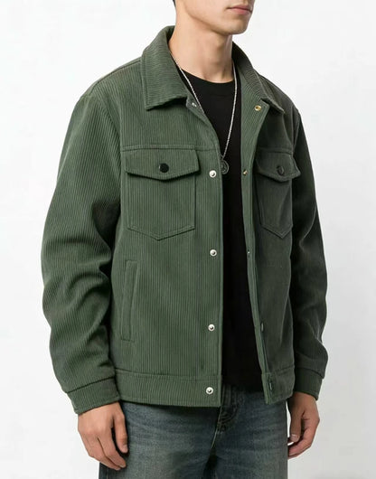 Men's Casual Outdoor Jacket Pure Color Buttoned Collar Autumn Winter 2025 Fashion Trendy Style for Men