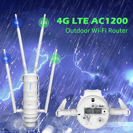 Wavlink 4G LTE AC1200 Outdoor Wi-Fi Router With SIM Card Slot 2.4G 5G Antennas 1000Mbps WAN Port Range Extender High Power by PDG ibma