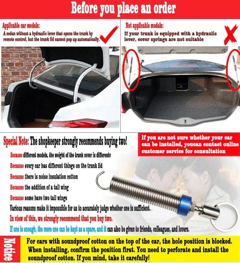 For Mazda 3 6 gj Axela Atenza Xingchi Car Trunk Spring Automatic Opening Lift Adjustable Metal Spring Device Accessories