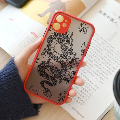 Fashion Purple Dragon Animal Pattern Phone Case For iPhone 16 15 14 13 12 11 Pro Max Mini SE 7 8 Plus Cover Glossy Hard Coque