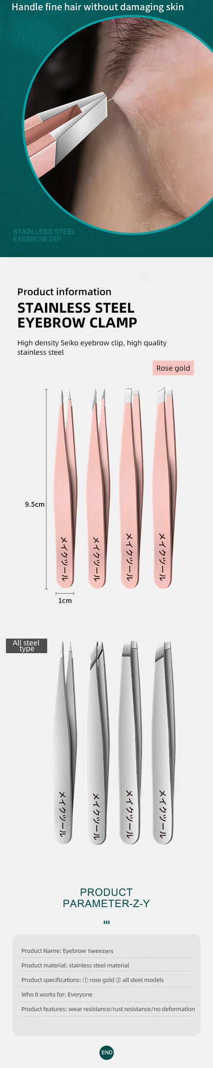 Ouriner Eyebrow Tweezers Set 4 Pcs Stainless Steel Eyebrow Forceps Professional Beauty Tool Set For Facial Hair Manicure Tool