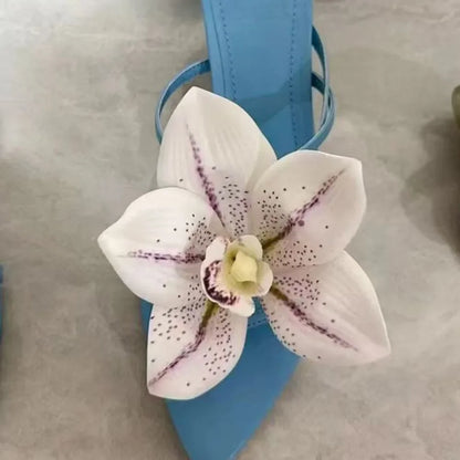 1 Pair Simulation Coloful Thai Fairy Butterfly Flower Shoe Buckles Personalized Design Butterfly Orchid Simulation Buckles Decor
