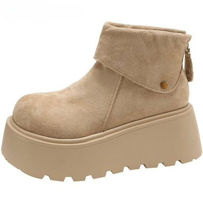 Winter Fashion Platform Heels Women Ankle Boots Keep Warm Height Increase  Short Booties Shoes Zapatos Mujer