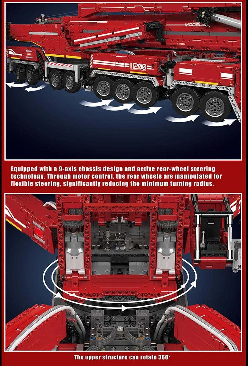 Mould King 17007 17008 Technical Truck Building Block Remote Control Liebherred LTM 11200 Crane Model Kids Christmas Car Toys