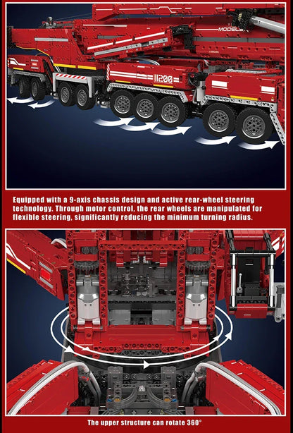 Mould King 17007 17008 Technical Truck Building Block Remote Control Liebherred LTM 11200 Crane Model Kids Christmas Car Toys