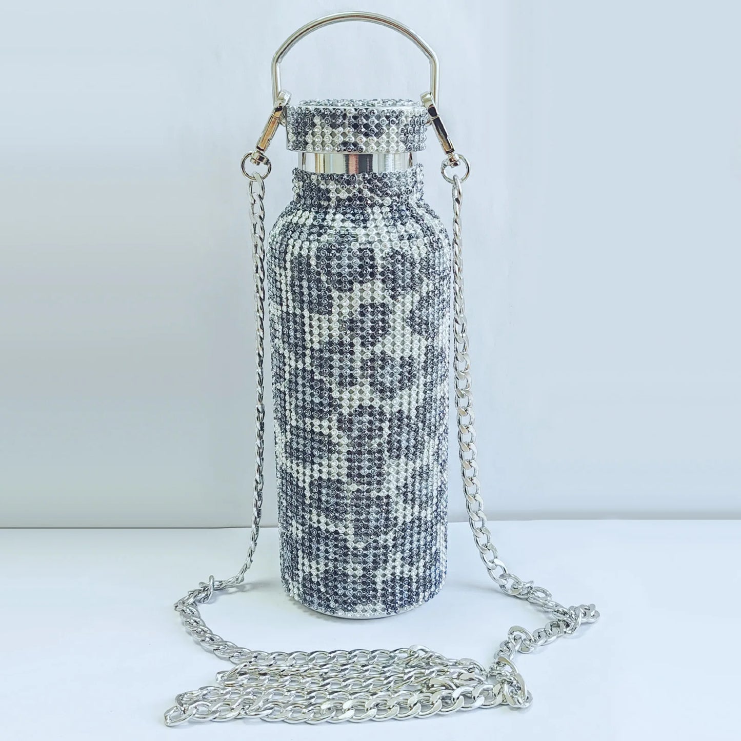 350/500/750/1000ml Luxury Rhinestone Thermos Bottle 2pcs Chain Portable Water Bottle Double Wall Stainless Steel Thermal Flask