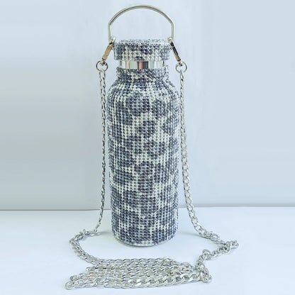 350/500/750/1000ml Luxury Rhinestone Thermos Bottle 2pcs Chain Portable Water Bottle Double Wall Stainless Steel Thermal Flask