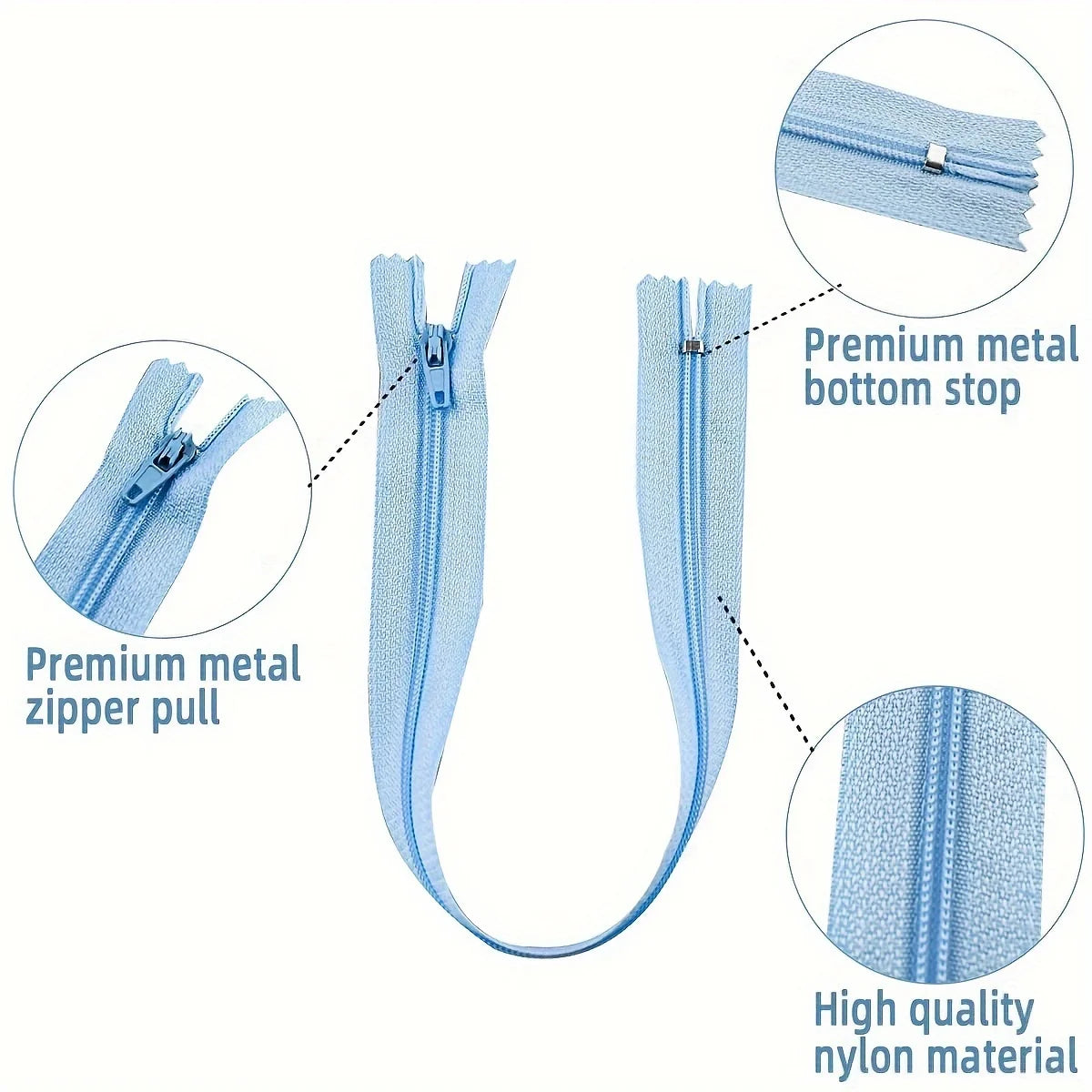 3#Nylon Closed Tail Zipper Dress Pants Casual Pants Front Pocket Short Zipper (Random Color 20 Packs)
