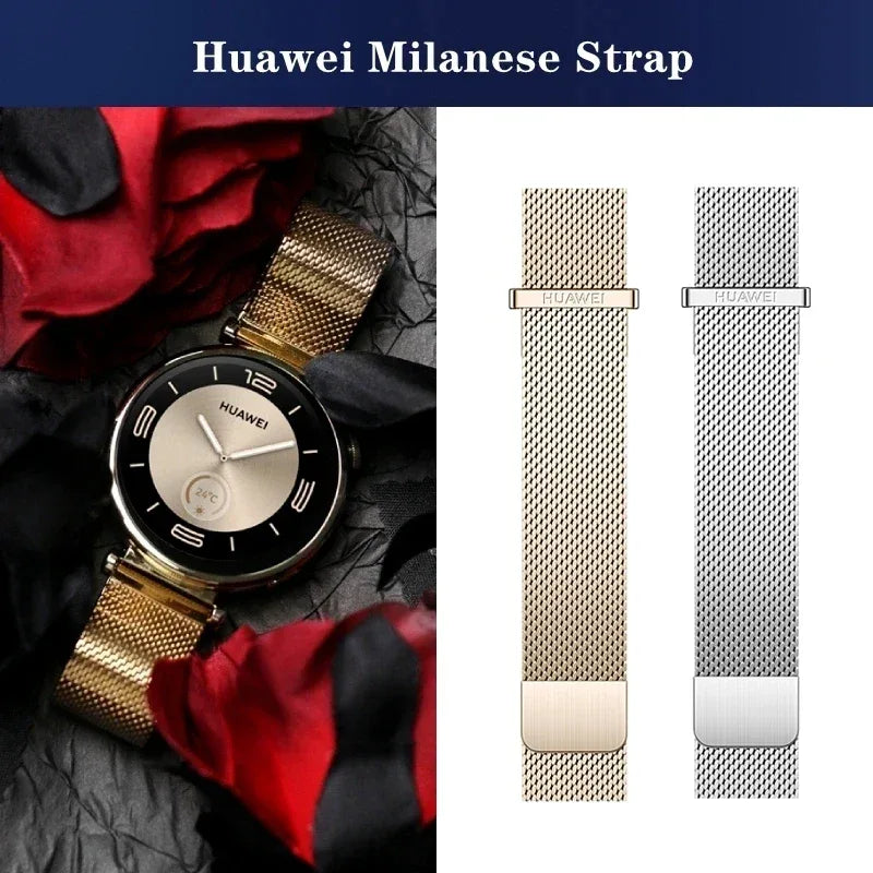 Original Huawei Watch GT4 41mm Milanese Watch Strap GT6 18mm Gold Magnetic Milanese Bracelet for GT5 41mm Stainless Steel Band
