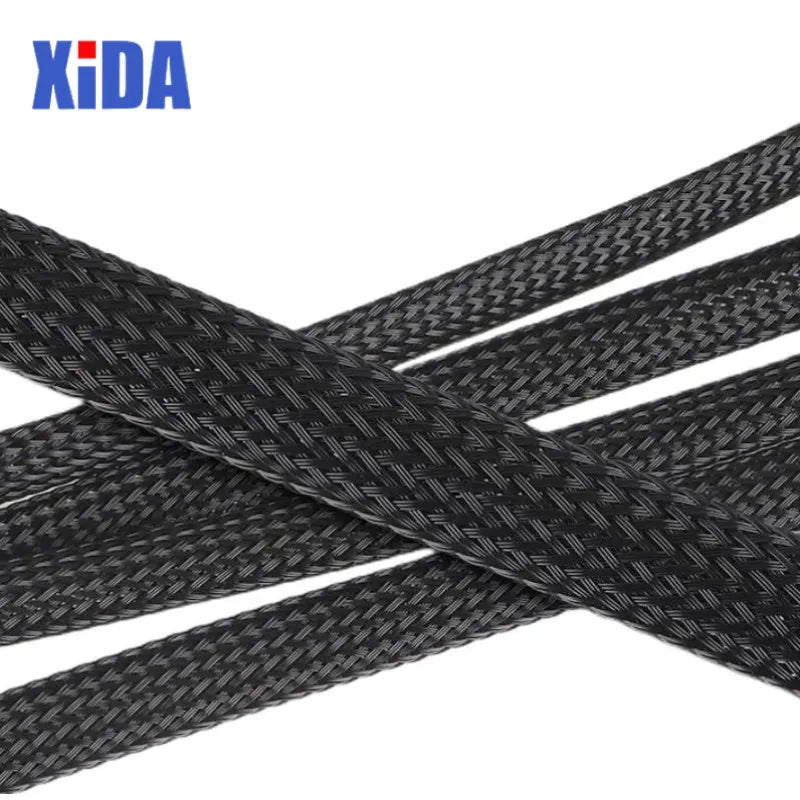 PET Black Cable Sleeve 6/8/10/14/20/30mm Insulated Braided Sleeving Data Line Protection Wire Cable Flame-Retardant Nylon Tube