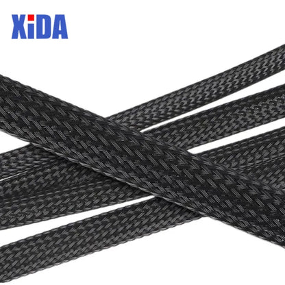 PET Black Cable Sleeve 6/8/10/14/20/30mm Insulated Braided Sleeving Data Line Protection Wire Cable Flame-Retardant Nylon Tube