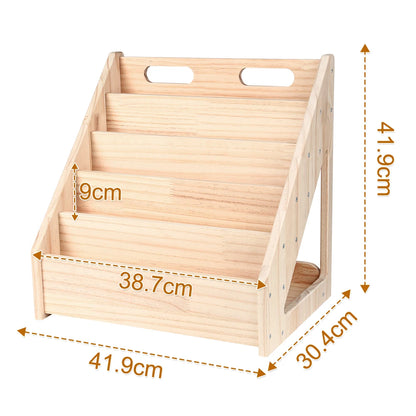 Bookshelf for Toddlers 1-5 Years, Forward-Facing Bookshelf with Handle & Anti-Tip Device, Bookshelf for Kindergarten/Schoolroom
