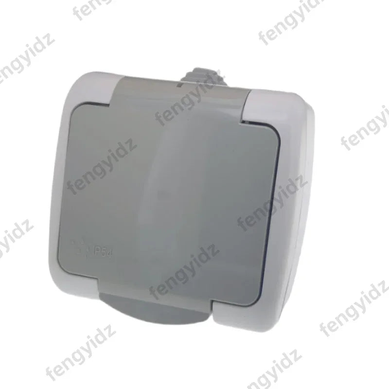 1P Surface-Mounted Single-Unit Wall Panel Household 16A European Standard Two-Hole Socket With Cover Waterproof And Splash-Proof