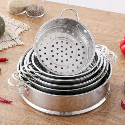 304 Stainless Steel Steamer Basket 16-32cm Thickened Pot Steaming Grid Safe Material Thicken Strainer Food Steam Rack