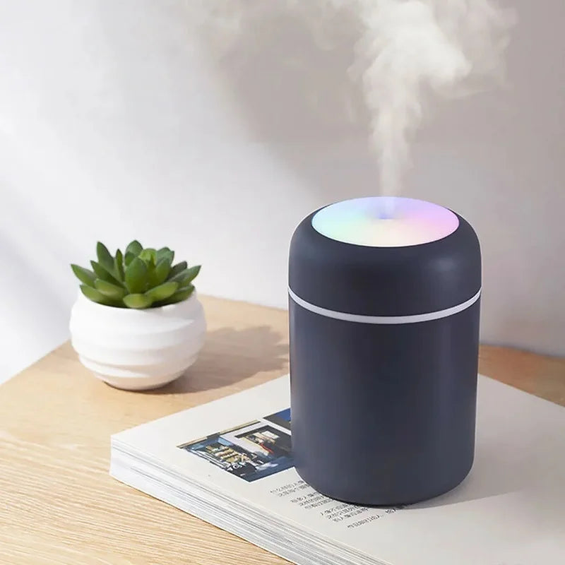 Multi-Function Car-Mounted Ultrasonic Humidifier with RGB Ambient Lighting and 300ml Aromatherapy Diffuser for Compact Spaces