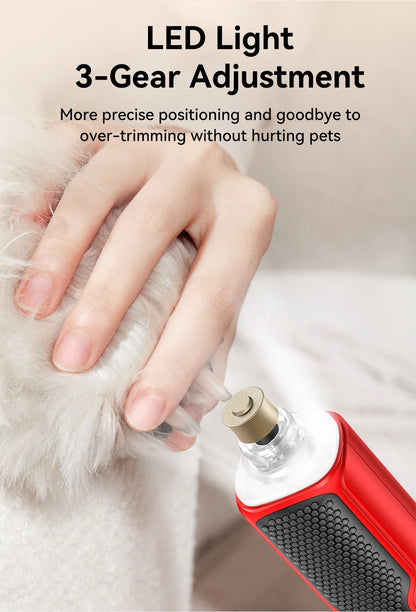 ROJECO Pet Electric Nail Grinder Rechargeable Dog Paw Grooming Nail Clipper LED Light 7 Speeds Adjustable Cat Claw Nail Grinder