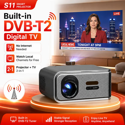 2026 New Smart Projector 2500 ANSI LM Google Play HDR10+ 1920*1080P Full HD Support 8K Video For Home Movie Theater TV Gaming