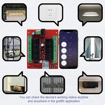 8CH Tuya Wifi Switch Module DC 12V 24V 8 Channels Wireless Relay Module APP Remote Control DIY Smart Home Automation