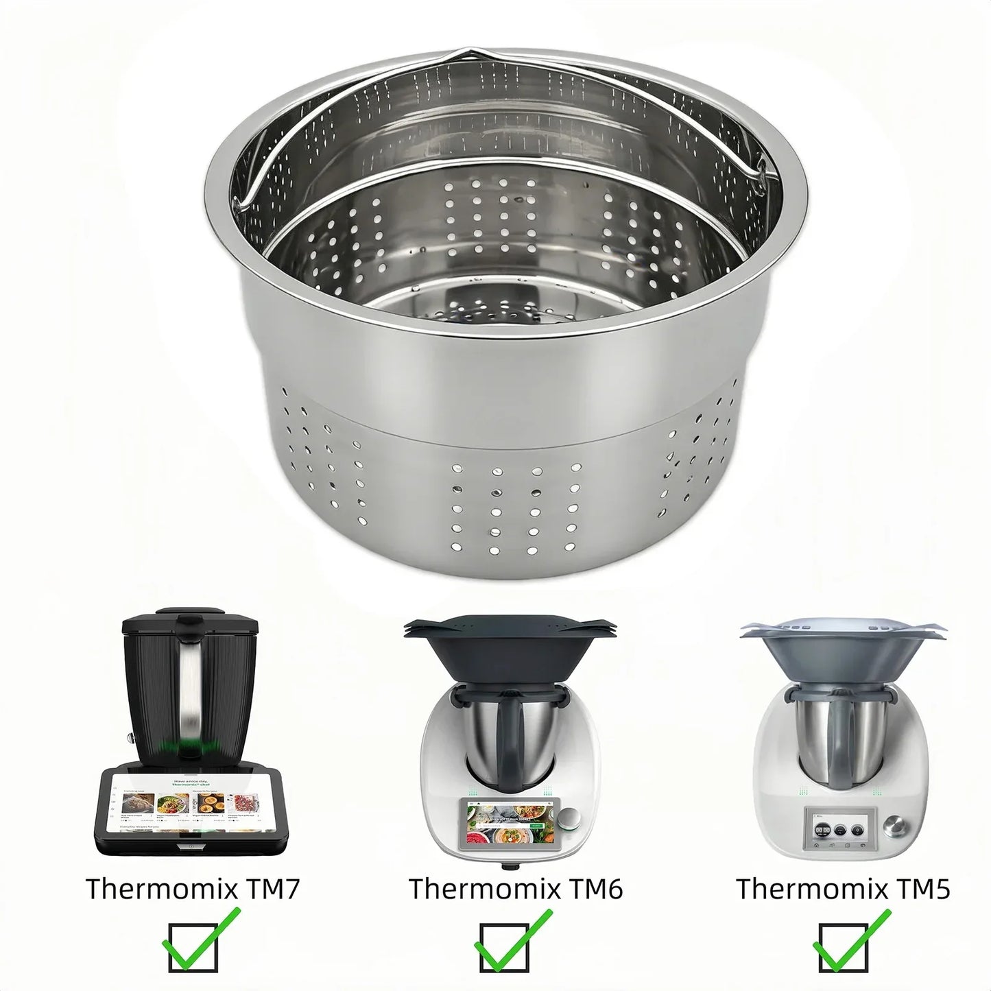 TM7 Stainless Steel Steamer Rack Insert For Pot Thermomix TM7 TM5 TM6 Rice Cooker Steaming Basket Kitchen Accessories