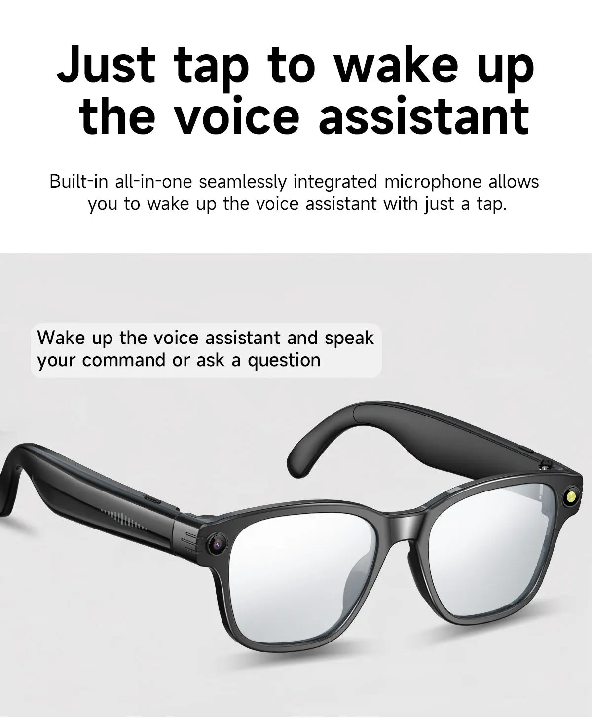 Lunettes vidéo intelligentes pour myopie, stabilisées, enregistrement vidéo, transmission Wi-Fi et Bluetooth, reconnaissance d'objets.