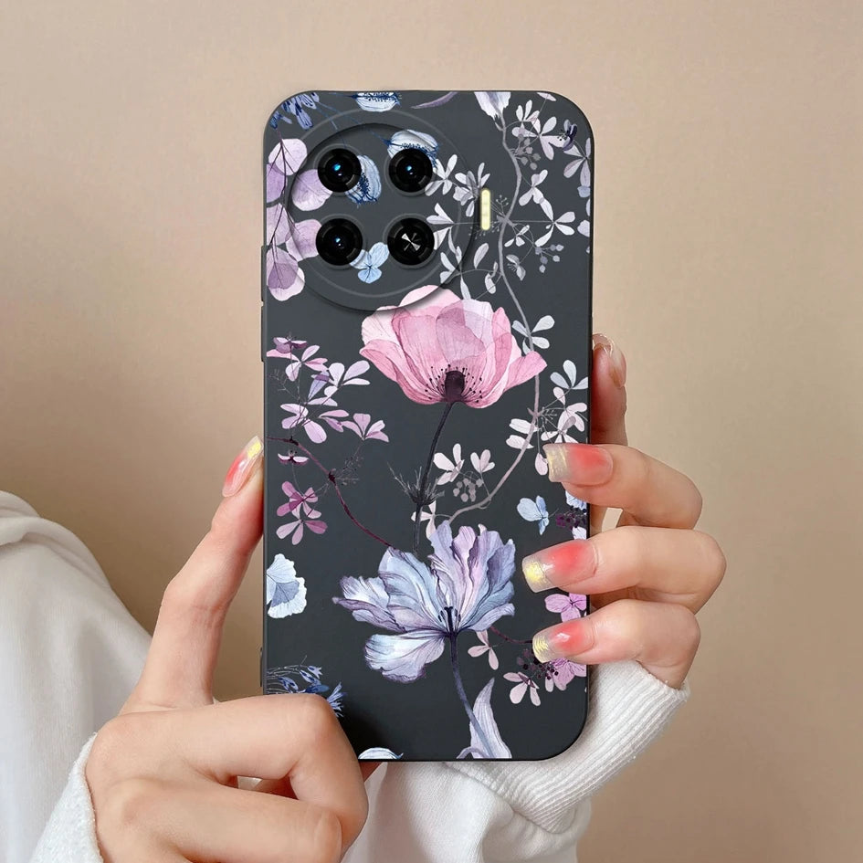 Cover For Tecno Spark 20 Pro+ 4G Case Phone Bags Pretty Flower Liquid Soft Silicone Shell For Tecno Spark20 Pro Plus Funda Coque