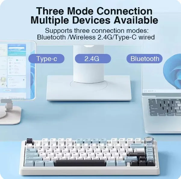 AULA F75 Mechanical Keyboard Wired/2.4G Wireless/Bluetooth RGB PBT 75% Layout OEM Profile Gasket Customized Pc Gaming Keyboard