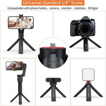Upgrade U-Vlog Lite Mini Tripod with 360 Ball Head & Cold Shoe Selfie Stick Tabletop Tripod for Iphone Android Phone DSLR Camera