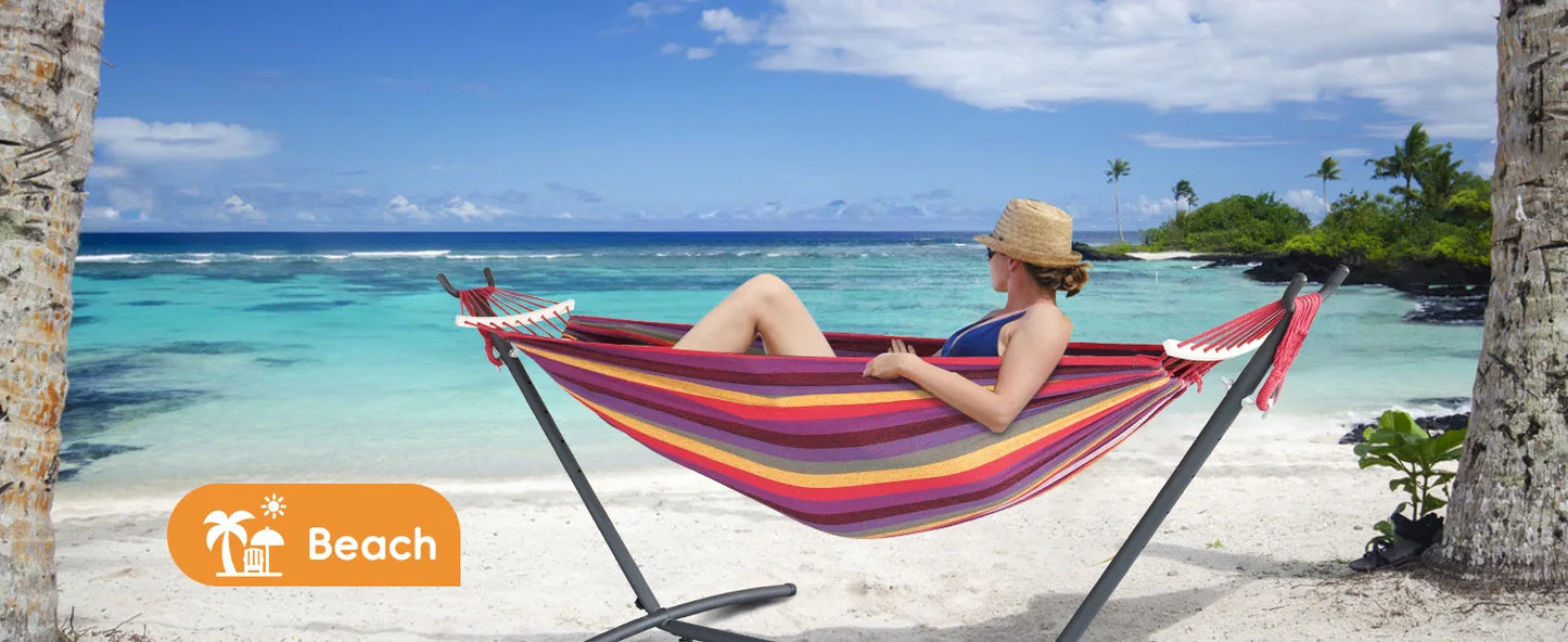 Hamac Gyroor avec support réglable - Lit hamac élégant avec sac de rangement, capacité de 272 kg