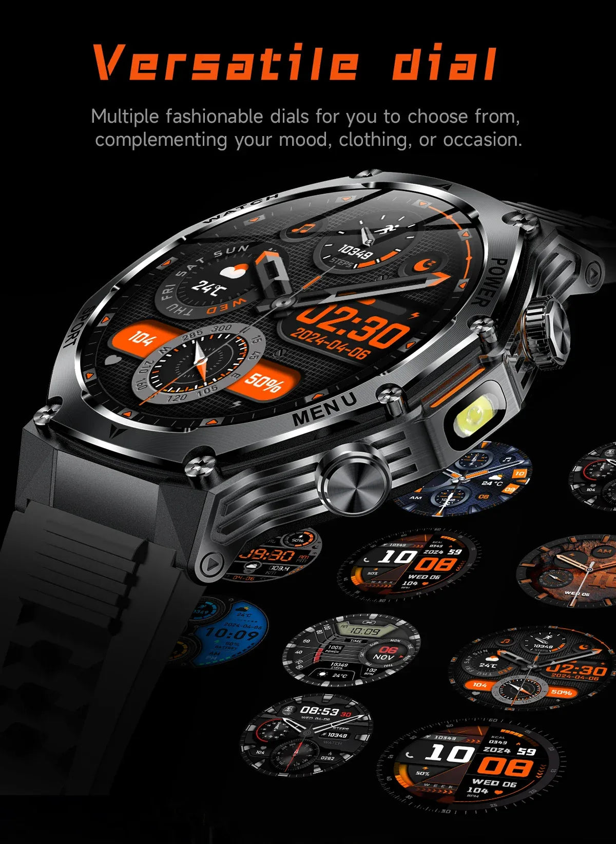 2026 800mAh Super Capacity Battery Adult Men Smart Watch 1.8-inch Large Screen Bluetooth Call IP68 Waterproof SmartWatch Sports