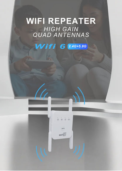 WIFI6 1500Mbps 5Ghz Wireless WiFi Repeater Booster 2.4G/5GHz Wi-Fi Signal Amplifier Extender Router Network Wlan WiFi Repetidor