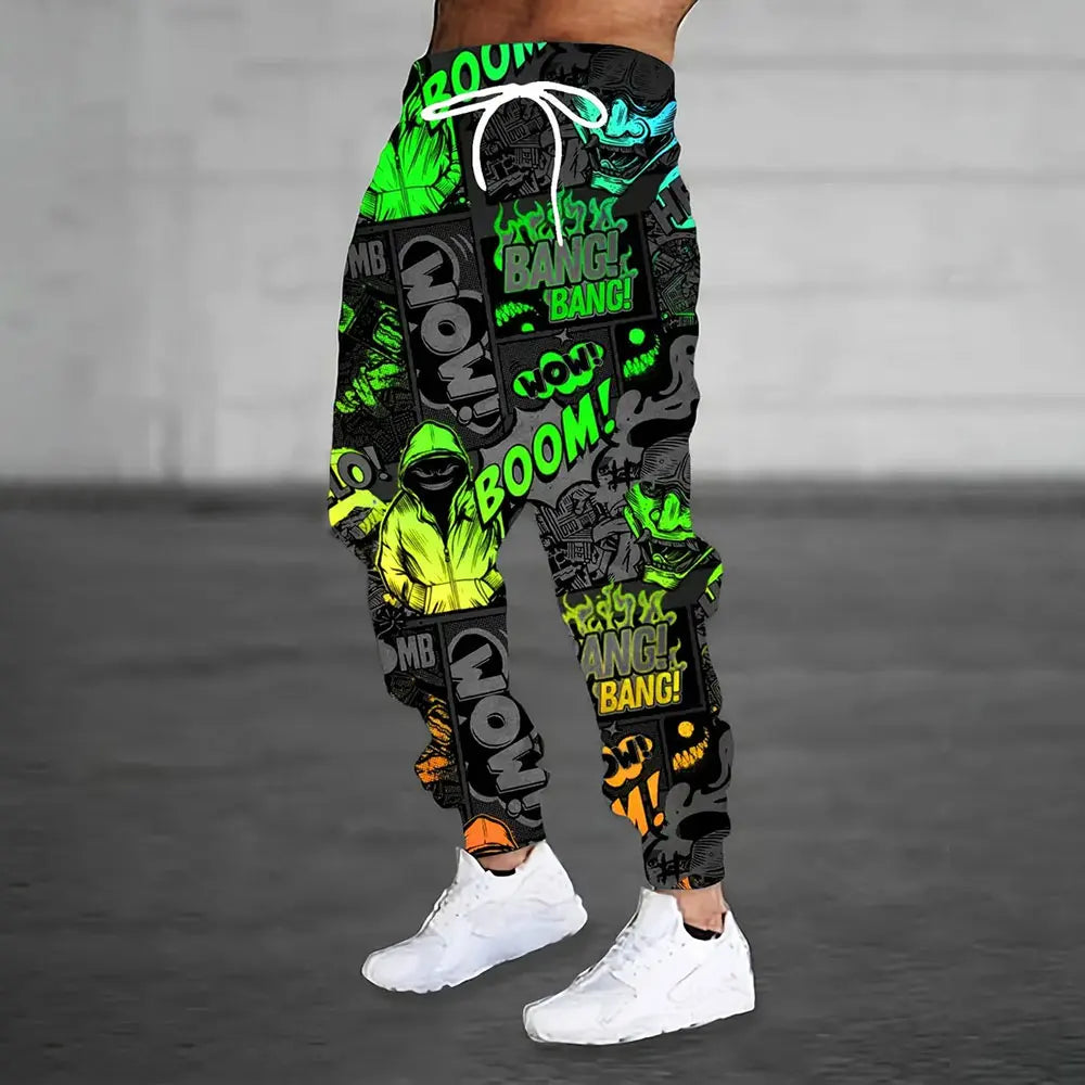 Men Loose Casual Pocket Drawstring Sweatpants Winter New Thick Warm Pants Fashion Letter Printed Sweatpants Men Tracksuit Pants