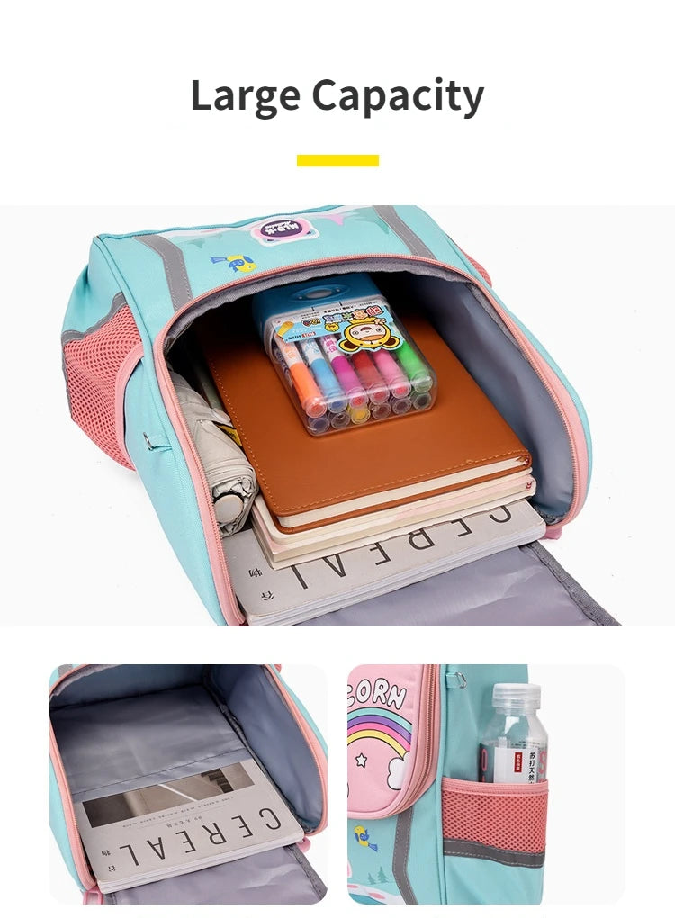 Waterproof Children Primary School Bags Cute Unicorn Rainbow Backpacks Kids Cartoon Animal Dinasour Shcoolbags for Kindergarten