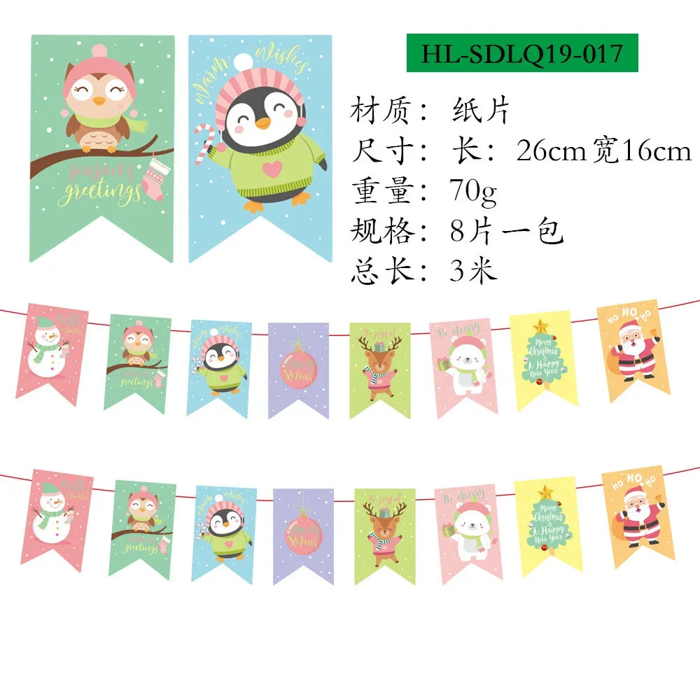 Christmas Banner Tree Ornaments Merry Decoration for Home 2025 Santa Claus Pendant Xmas Gifts New Year 2026 Flag Party Pulling