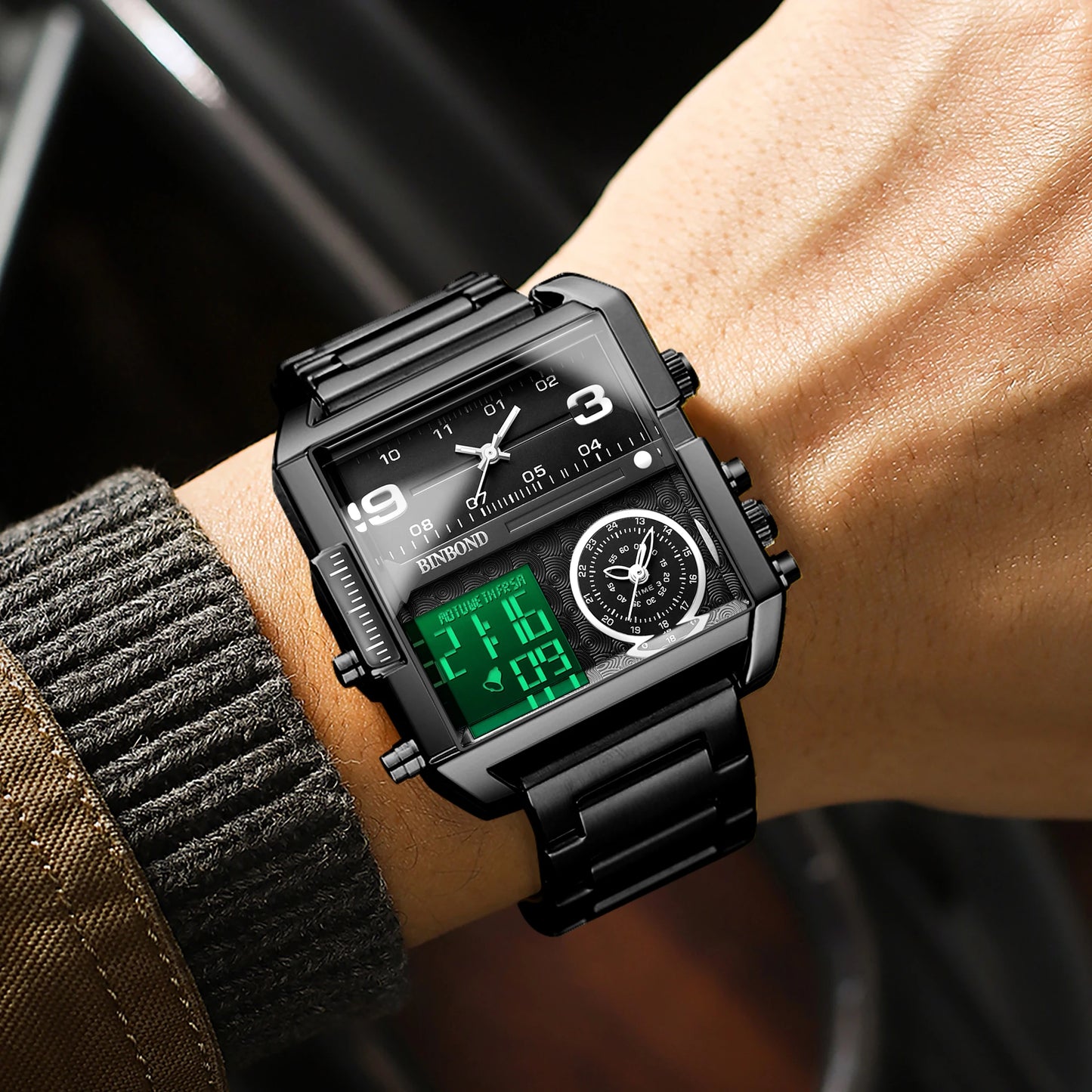 BINBOND Luxury quartz watches for men luminous waterproof multi-functional men's watch sport fashion casual reloj wristwatch TOP
