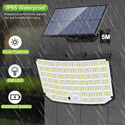 Solar Outdoor Motion Sensor Lights 348/328 LED Security Flood Wall Lamp Remote Control 270° IP65 Waterproof Outdoor Lighting