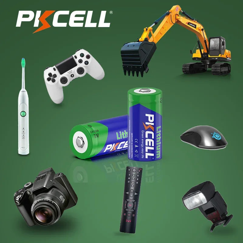 48PC PKCELL CR123A 3V Battery CR17345 Lithium Non-rechargable Batteries V123 KL123LA CR123R DL123A 3 Volt Lithium Pile Battery