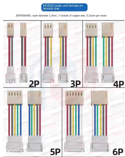 1.25/1.5/HY/PH2.0/XH/XHB/Dupont/SM2.54/2510/VH3.96 Connector Cable 2-6P Plug Socket Male Female Wire Connector Extension Cable