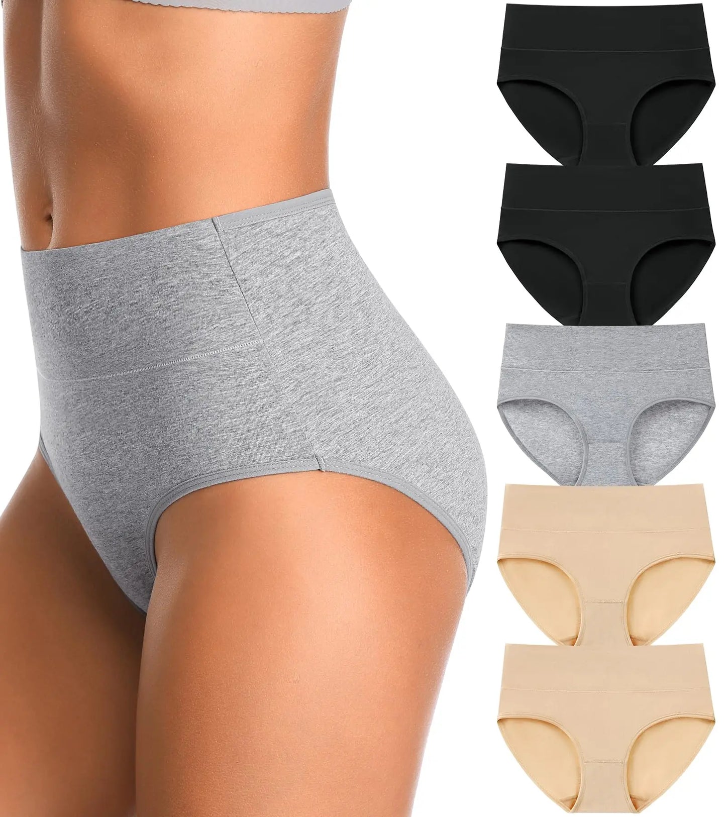 1Pcs Plus Size Women's Cotton Underwear High Waisted Tummy Control Panties Full Coverage Briefs Ladies Panty L-5XL